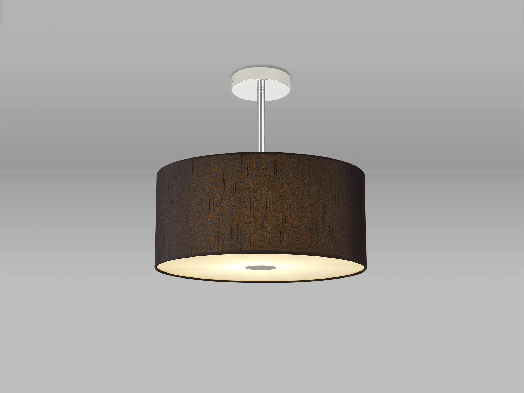 Baymont 40cm Semi Flush 3 Light Polished Chrome, Black, Frosted Diffuser DK0325  Deco Baymont CH BL